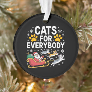 Cats For Everybody Christmas Santa Sleigh Snow Ornament