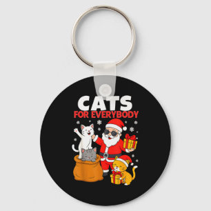 Cats For Everybody Funny Christmas Cat Xmas Santa  Keychain