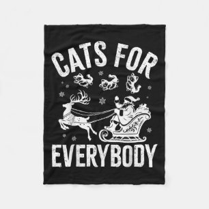 Cats For Everybody Funny Christmas Santa Cat Lover Fleece Blanket