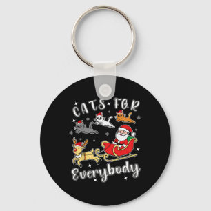 Cats For Everybody Funny Santa Xmas Apparel Keychain
