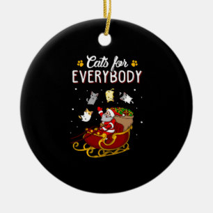 Cats For Everybody Funny Ugly Christmas Swea   Ceramic Ornament