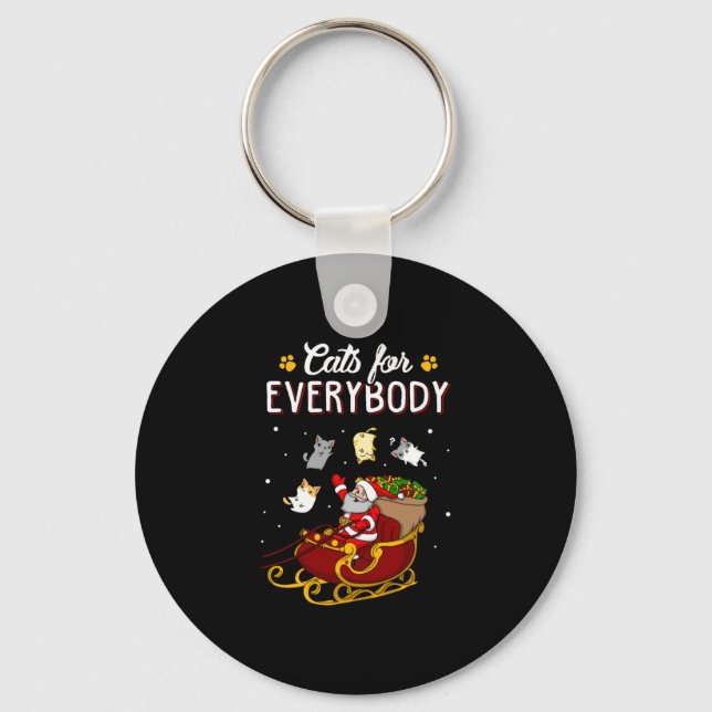 Cats For Everybody Funny Ugly Christmas Swea   Keychain (Front)
