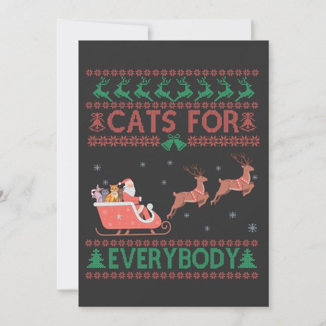 Cats For Everybody Funny Ugly Christmas Sweater   Invitation (Front)