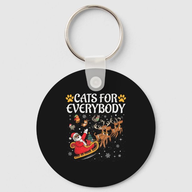 Cats For Everybody Men Kids Women Ugly Christmas C Keychain (Front)