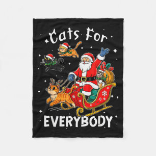 Cats For Everybody Santa Christmas Funny Cat Xmas Fleece Blanket
