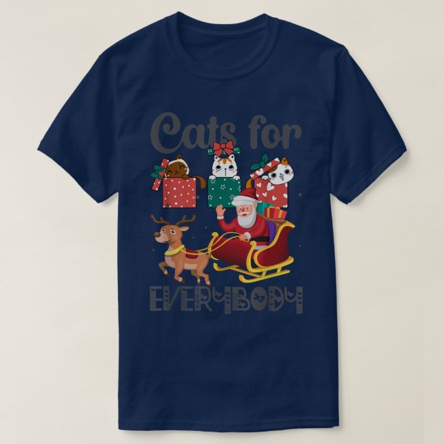 Cats For Everybody Santa Funny Christmas PJs Xmas  T-Shirt (Design Front)