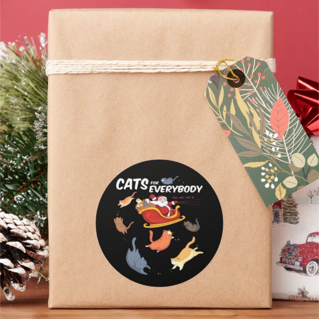 Cats for everyone  classic round sticker (Holiday)
