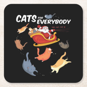 Cats for everyone  square paper coaster