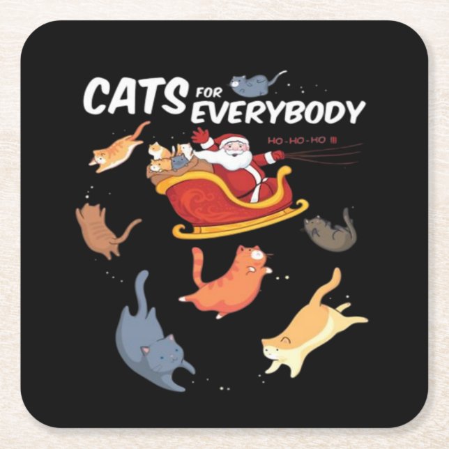 Cats for everyone  square paper coaster (Front)