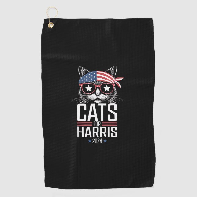 Cats for Harris 2024 - Kamala Harris for President Golf Towel (Front)
