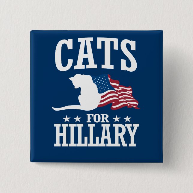 CATS FOR HILLARY 2 INCH SQUARE BUTTON (Front)