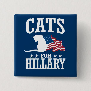 CATS FOR HILLARY 2 INCH SQUARE BUTTON