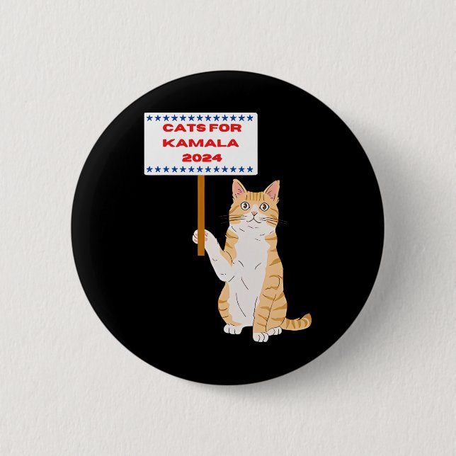 Cats For Kamala Harris Vote President 2024 Usa  2 Inch Round Button (Front)