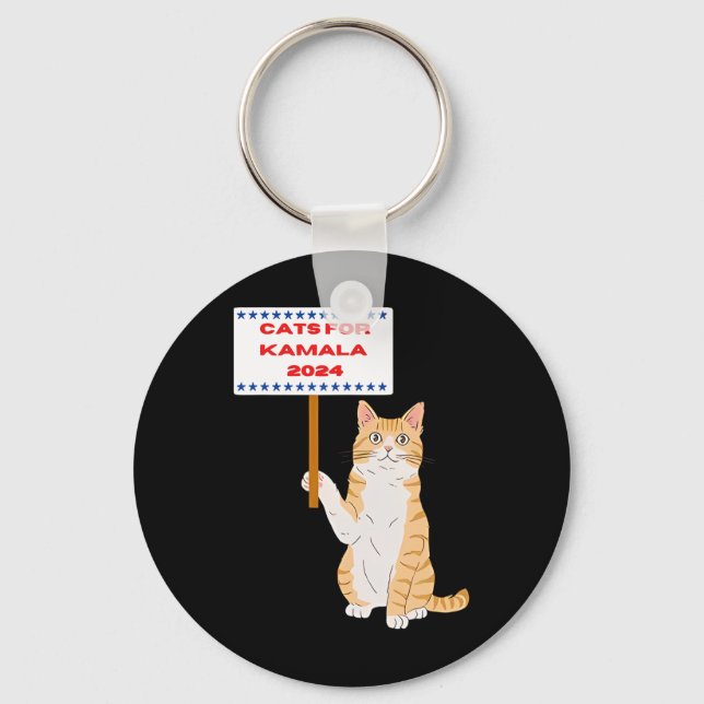 Cats For Kamala Harris Vote President 2024 Usa  Keychain (Front)
