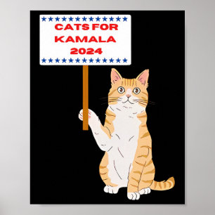 Cats For Kamala Harris Vote President 2024 Usa  Poster