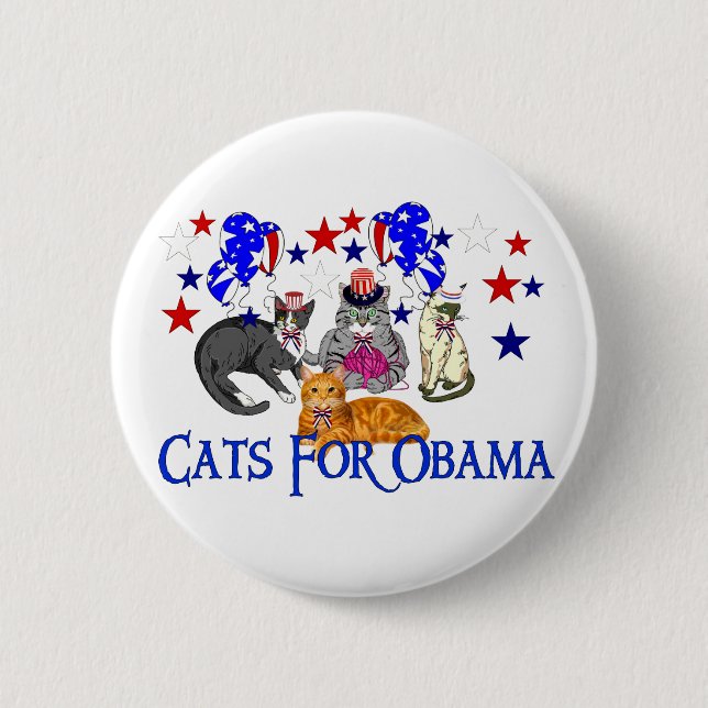 CATS FOR OBAMA 2 INCH ROUND BUTTON (Front)