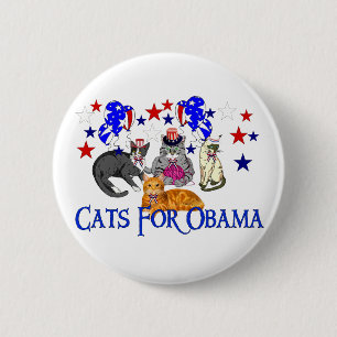 CATS FOR OBAMA 2 INCH ROUND BUTTON