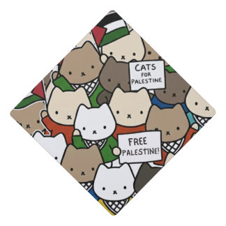 Cats for Palestine – Kawaii Cats for Justice Graduation Cap Topper
