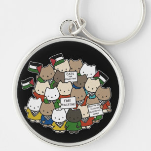 Cats for Palestine – Kawaii Cats for Justice Keychain