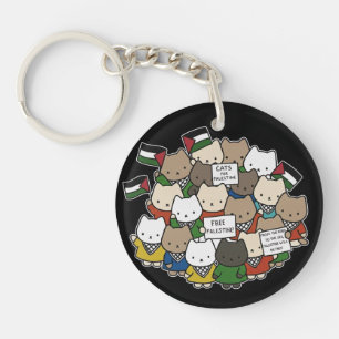 Cats for Palestine – Kawaii Cats for Justice Keychain