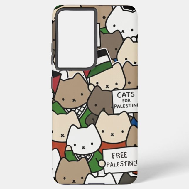 Cats for Palestine – Kawaii Cats for Justice Samsung Galaxy S21+ Case (Back)