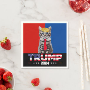 Cats For Trump 2024 Vance Trump Red Blue Napkin