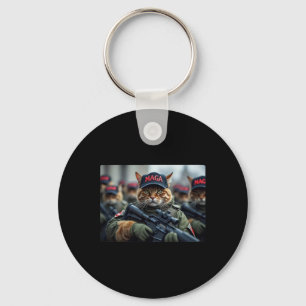 Cats For Trump Mega Army American Flag Patriotic V Keychain