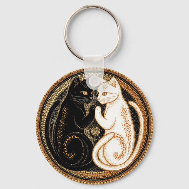 Cats Forming a Ying-Yang Inspired Composition Keychain (Front)