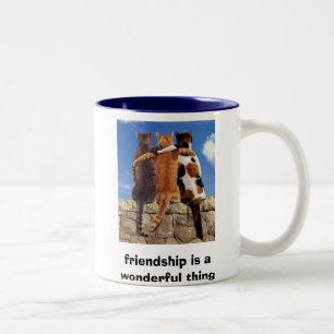 cats, friendship is a wonderful thing Two-Tone coffee mug