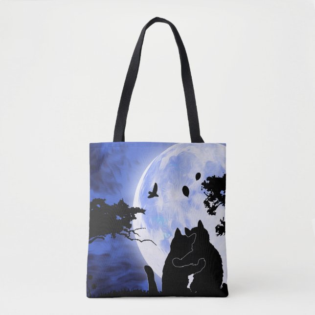 cats full moon tote bag (Front)