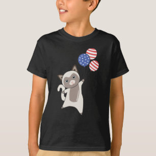Cats Funny Cat 4th Of July American Flag T-Shirt
