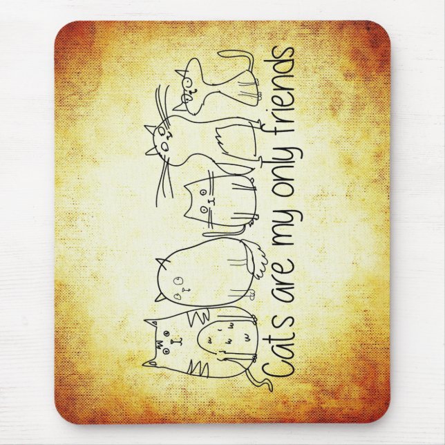 cats funny friends cartoon white brown  mouse pad (Front)