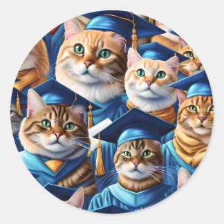 Cats Graduation Day Classic Round Sticker