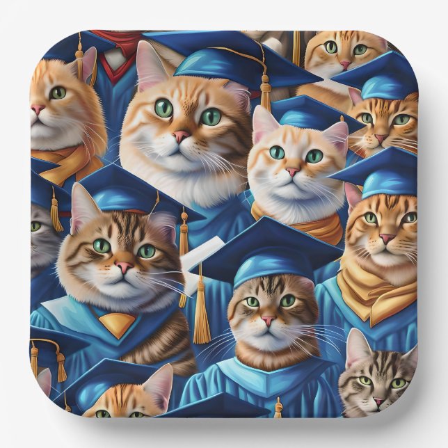Cats Graduation Day Paper Plate (Front)