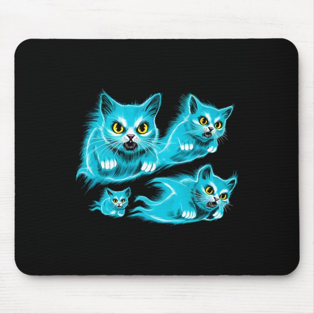 Cats Halloween Funny Flying Ghost Tee  Mouse Pad (Front)