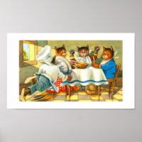 Cats having dinner