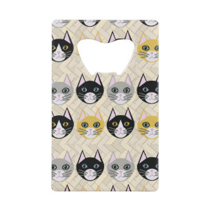 Cats Herringbone Beige Credit Card Bottle Opener