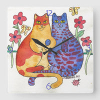 Cats Holding Hands Folk Art