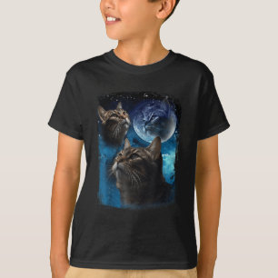 Cats Howl At Moon Funny Vintage Three Cat Howling T-Shirt