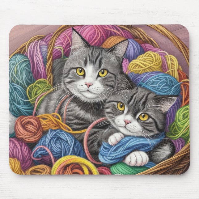 Cats in a Basket Mouse Pad (Front)