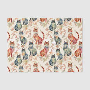Cats in a Chinese Watercolor Pattern  Tissue Paper
