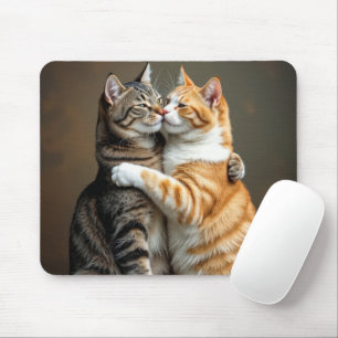 Cats In a Friendly Hug Mouse Pad