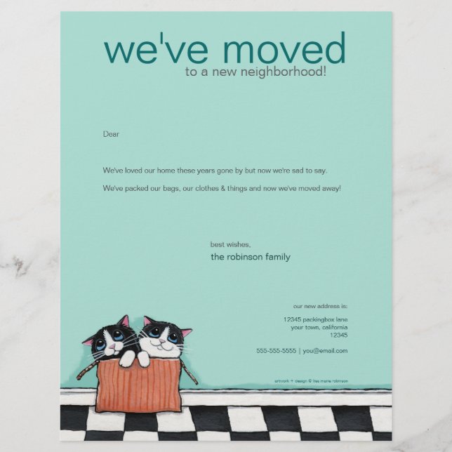 Cats in a Packing Box | We've Moved Announcement (Front)