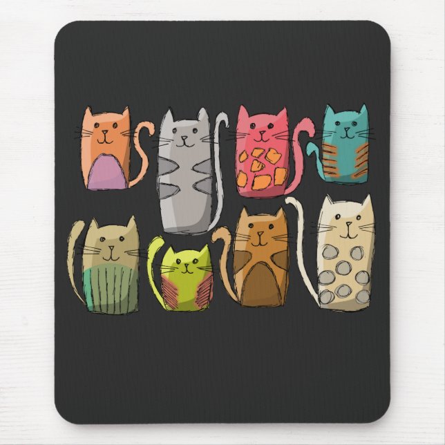 Cats in a row  mouse pad (Front)