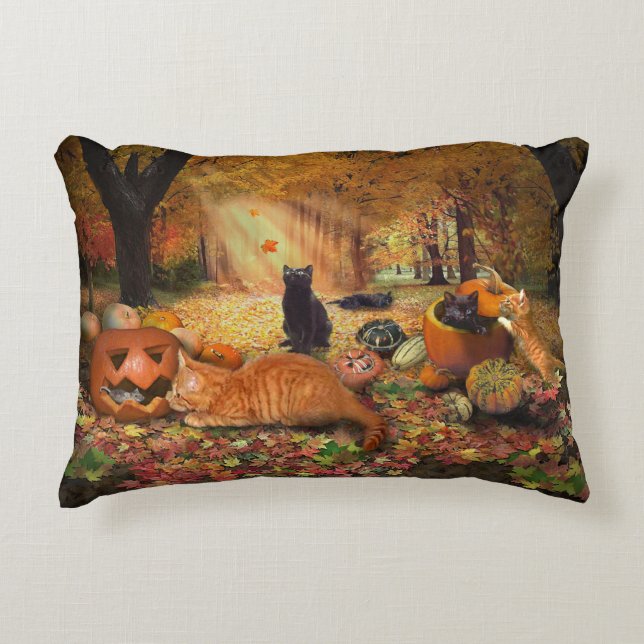 Cats in Autumn Accent Pillow (Front)