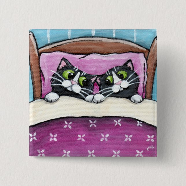 Cats in Bed Button (Front)