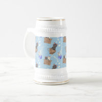 Cats in box and milk drops on blue