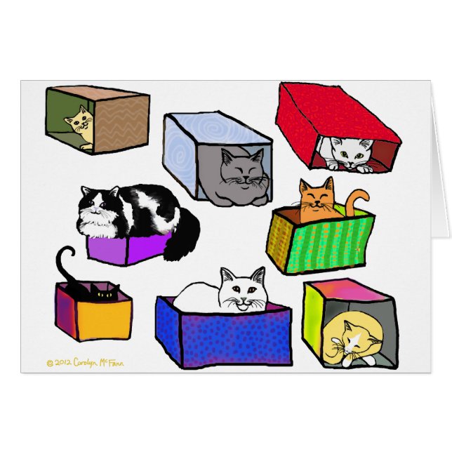 Cats in Boxes Card (Front Horizontal)