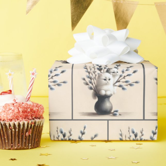 Cats In Catkins Wrapping Paper (Birthday Party)