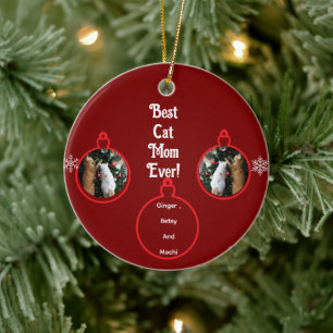 Cats In Christmas Tree Customize  Ceramic Ornament